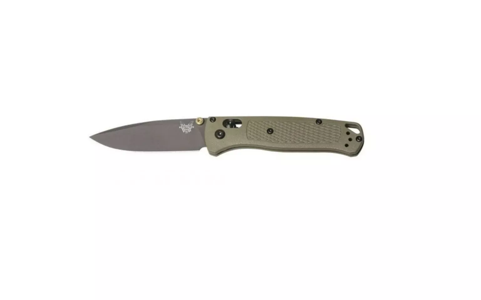 Benchmade Bugout Grey Drop Point Knife with Ranger Green Grivory Handle – 535GRY-1