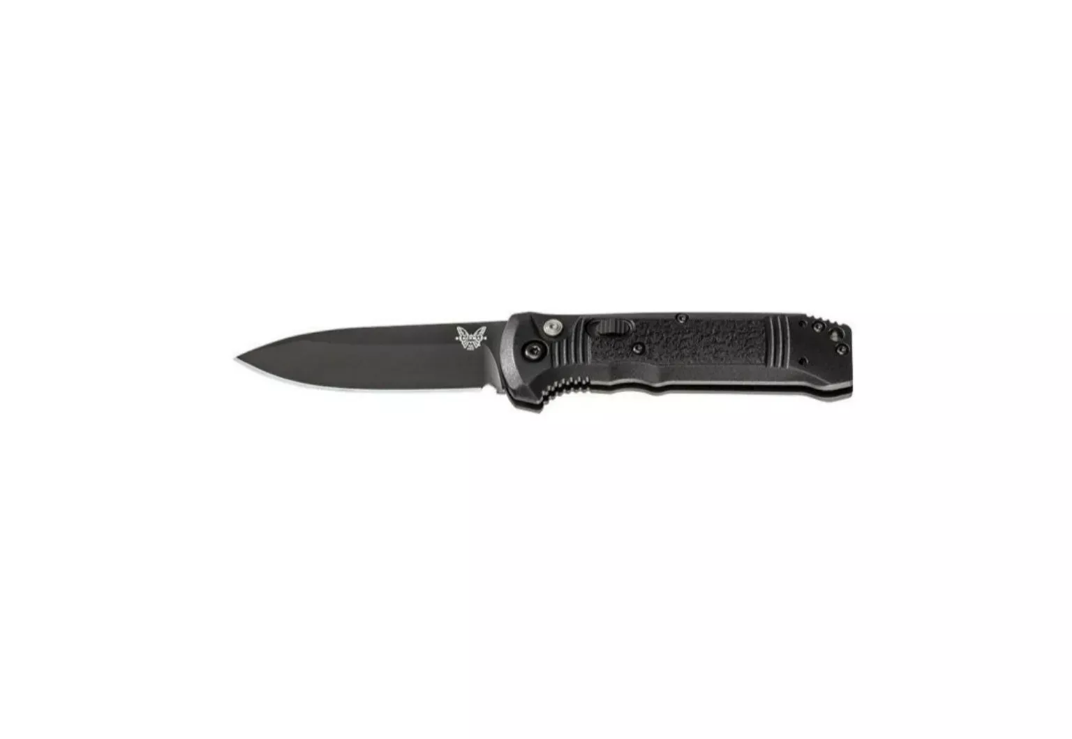 Benchmade Casbah Automatic Knife with Black Drop-Point Blade and Black Grivory Handle – 4400BK