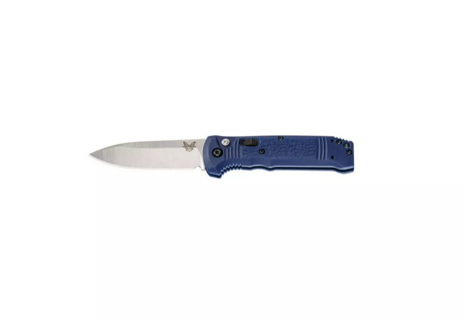 Benchmade Casbah Automatic Knife with Satin Drop-Point and Blue Grivory Handle – 4400-1