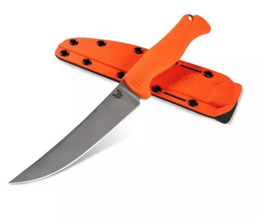 Benchmade Meatcrafter Fixed Blade Hunting Knife with Bead Blasted Blade and Orange Handle– 15500