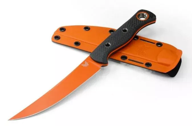 Benchmade Meatcrafter with Carbon Fiber Handle and Orange Blade – 15500OR-2