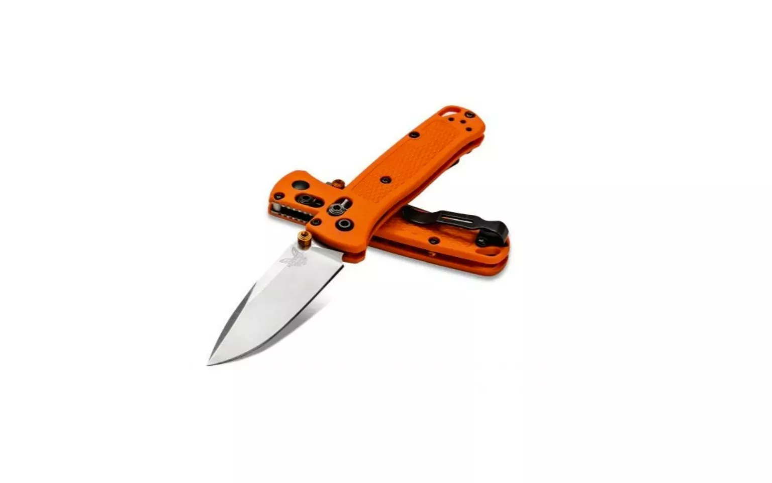 Benchmade Mini Bugout Knife with Satin Blade and Orange Grivory Handle – 533