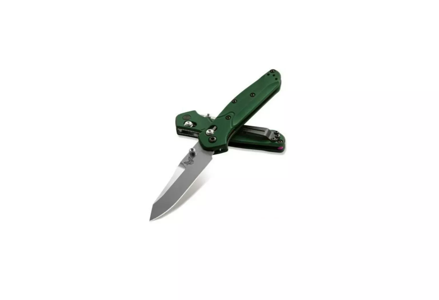 Benchmade Mini Osborne Knife with Satin Blade and Green Anodized Handle – 945