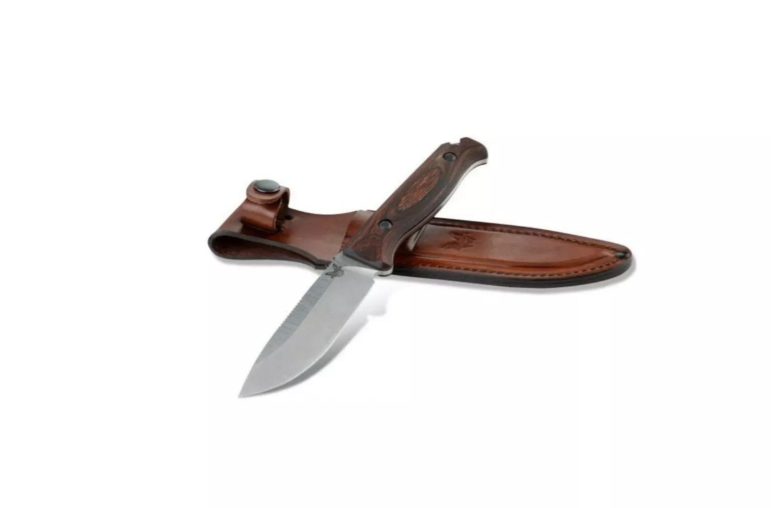 Benchmade Saddle Mountain Skinner Knife with Drop-Point Blade and Stabilized Wood Handle – 15002