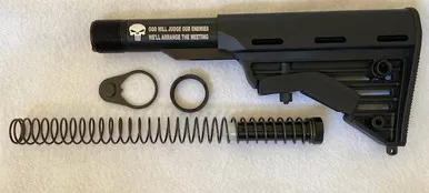 BLACK HAWK Mil-Spec Stock Assembly LASER ENGRAVE PUNISHER GOD WILLJUDGE