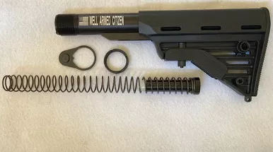 BLACK HAWK Mil-Spec Stock Assembly LASER ENGRAVE WELL ARMED CITIZEN