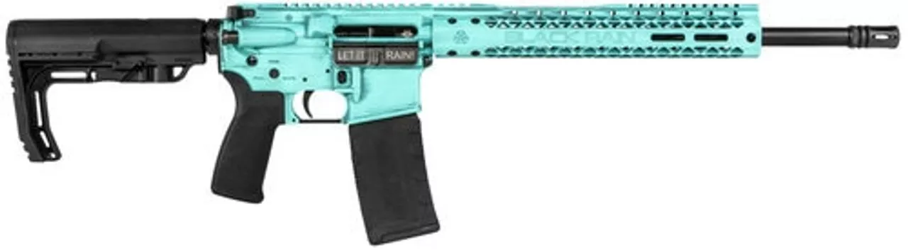 Black Rain Ordnance Fusion 5.56/.223, 16″ Barrel, 6-Pos MFT Stock, Tiffany Blue Battleworn, 30rd