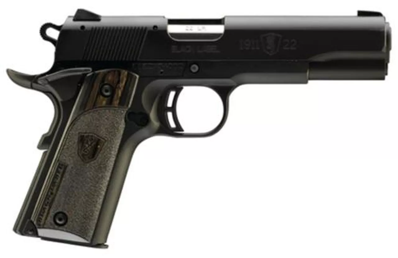 Browning 1911-22 A1 Black Label Laminate 22LR 4.25″ Barrel Composite Frame Black Laminated Grips 10 Rd Mag