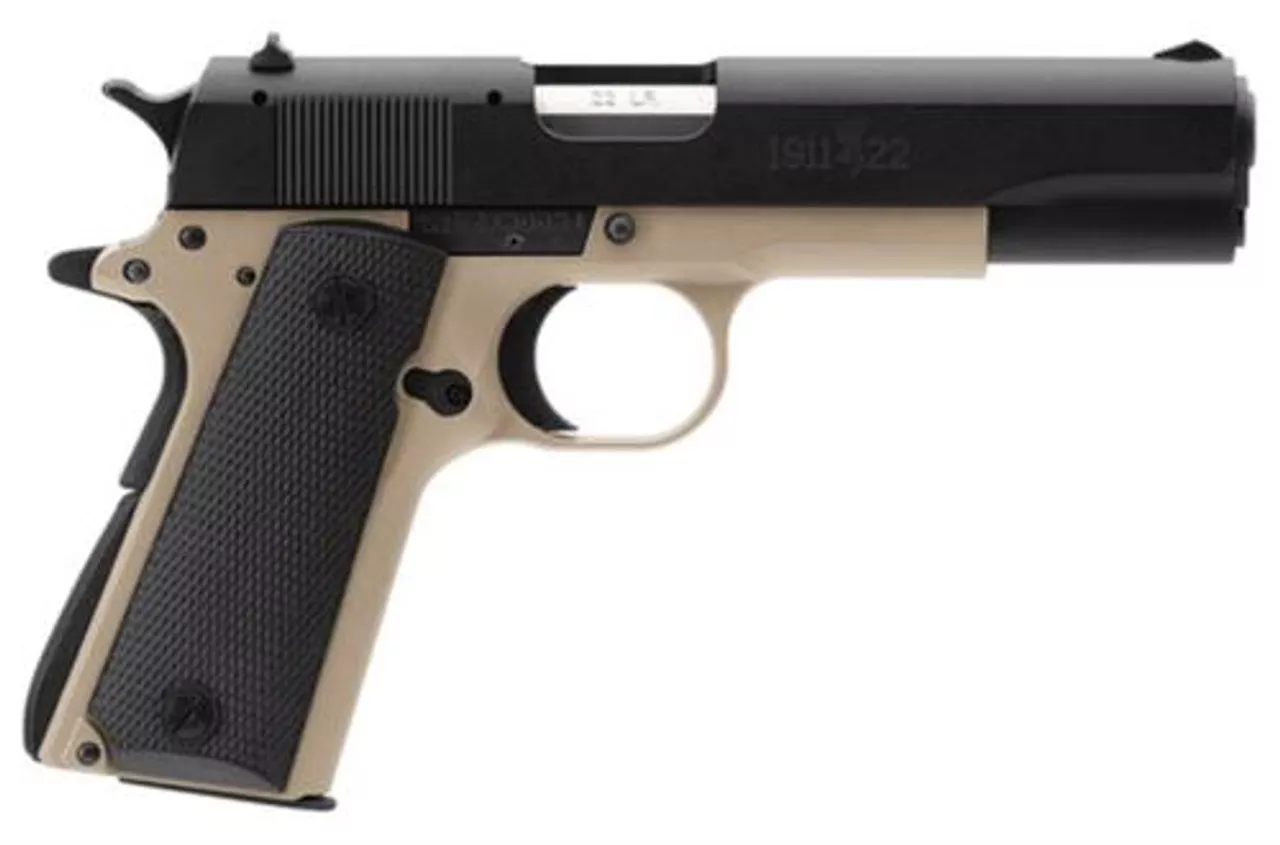 Browning 1911-22A1 22LR 4.25″ Barrel Blue Finish Fixed Sights Tan Frame 10 Rd Mag