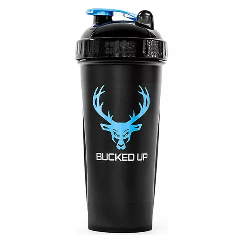 BUCKED UP Perfect Shaker 28 oz - Color: Black/ Blue Logo