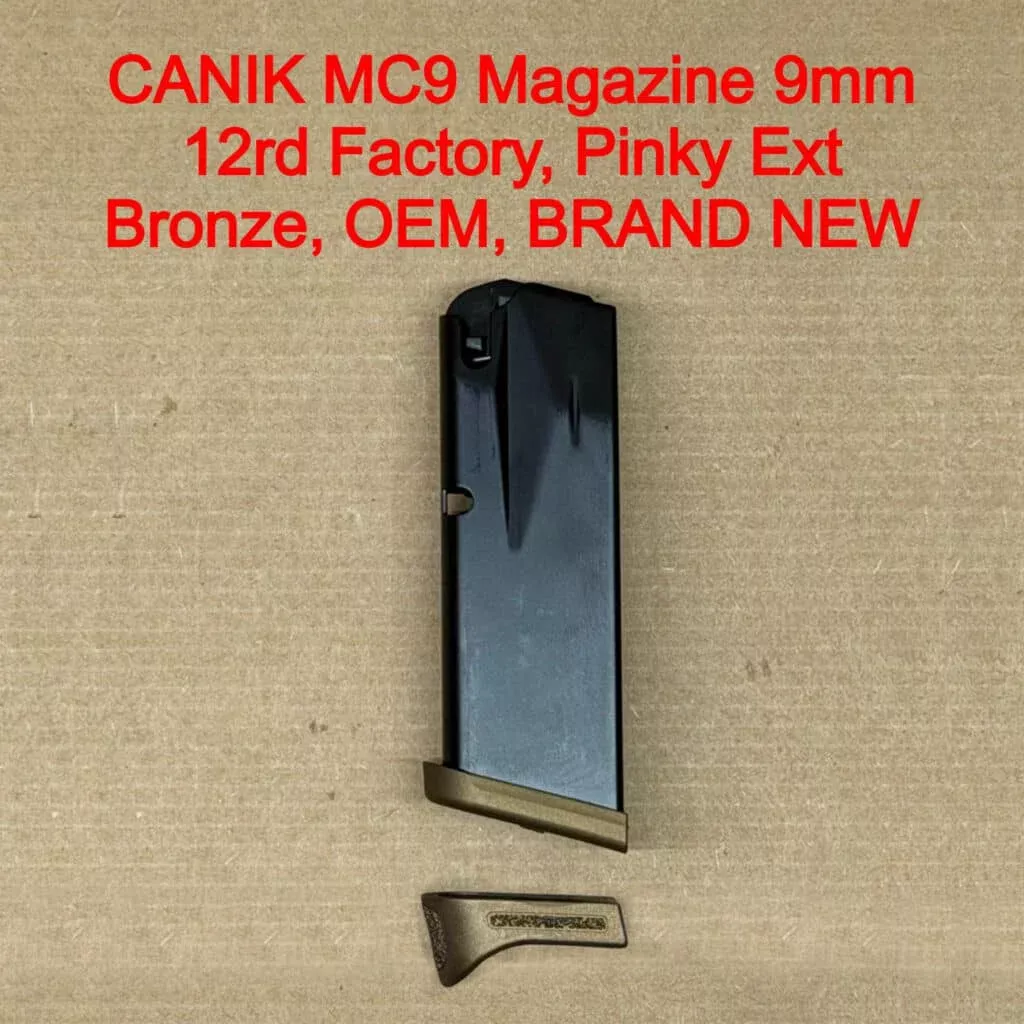 Canik Micro Compact 9mm 12 Round Magazine Bronze OEM Factory Flush Base Finger Rest Brand New – MA2277