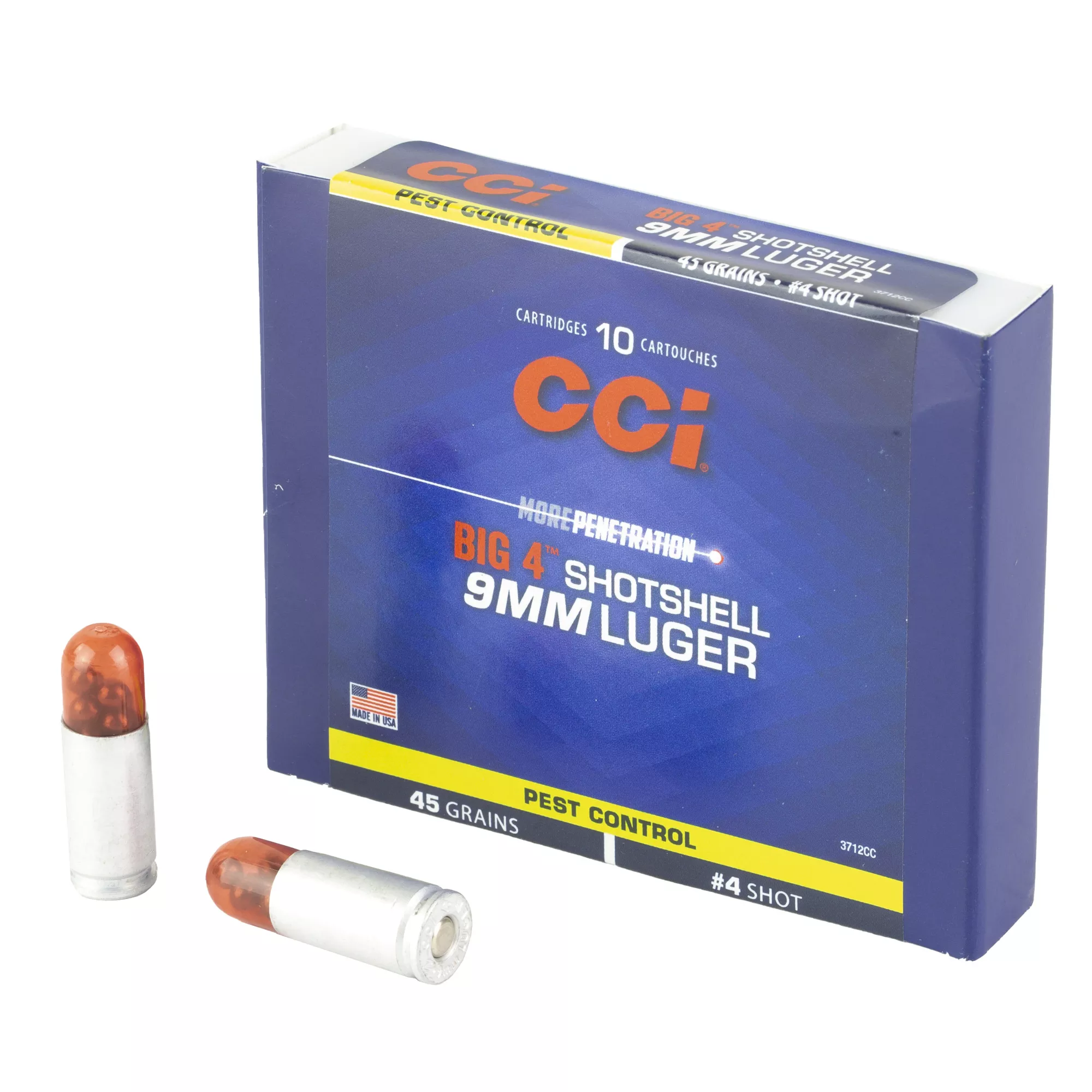 CCI 3712CC Big 4 Shotshell 9mmLuger 45gr #4Shot 10 Per Box/20 Case