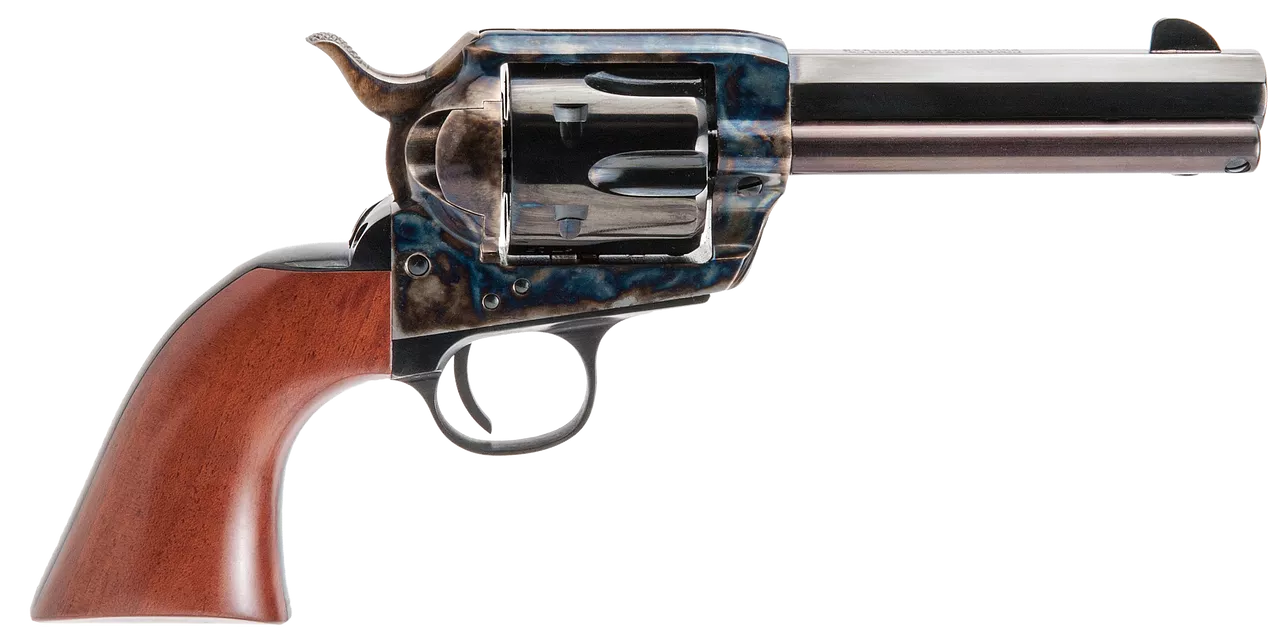 Cimarron El Malo Pre-War 1896-1940 38 Special-357 Mag, 4.75″ Barrel, Blued, Color Case Hardened, Walnut, 6rd