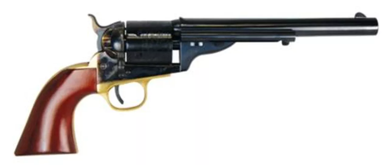 Cimarron Firearms 1872 Open Top Navy .38 Colt and Special 7.5″ Barrel Standard Blue Finish One Piece Walnut Grip