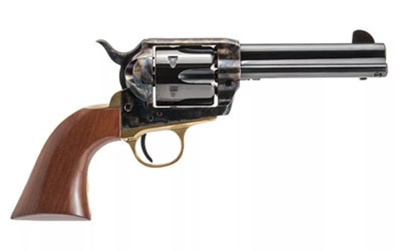 Cimarron Pistolero Revolver, Single Action, 357 Mag/38 Special, 4.75″ Barrel, Steel Frame, Black, Walnut Grips, 6Rd PPP357