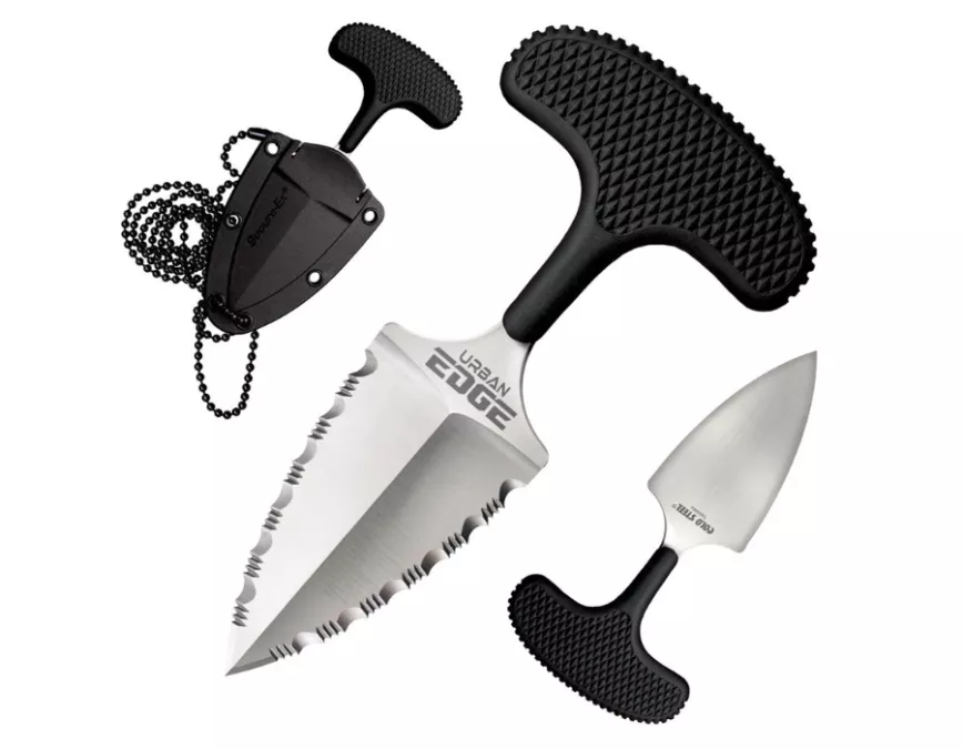 Cold Steel Urban Edge Double Serrated Edge, Black, Ambidextrous, Fixed Blade