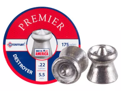 Crosman Destroyer Pellets, .22 Cal, 14.3 Grains, Pointed Expanding, 175ct