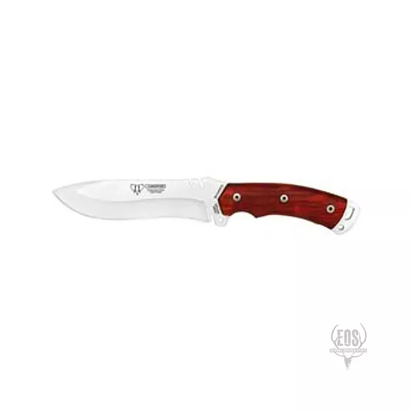 CUDEMAN CLIP POINT TACTICAL 15CM SATIN FINISH BLADE COCOBOLO WOOD HANDLE /LEATHER SHEATH