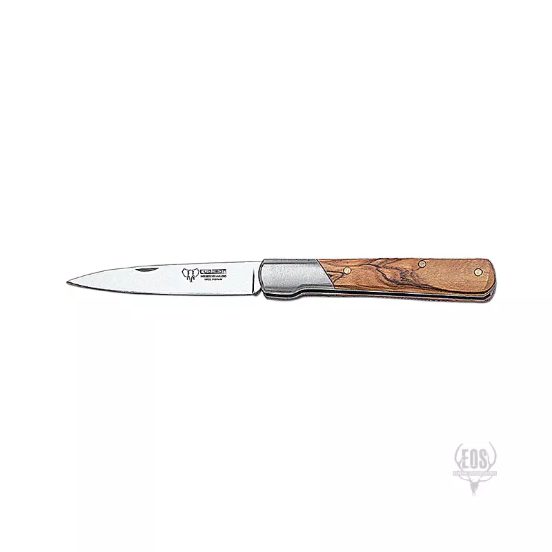 CUDEMAN -FOLDING SKINNER 9CM, STILLETTO, OLIVE HANDLE