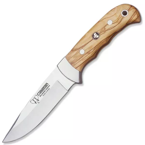 CUDEMAN - SKINNER 11CM DROP POINT BLADE, OLIVE WOOD HANDLE W /SHEATH