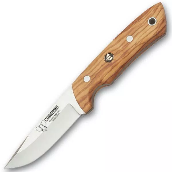 CUDEMAN - SKINNER 9CM DROP POINT BLADE, OLIVE WOOD HANDLE W /SHEATH