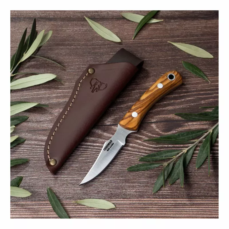 CUDEMAN - SKINNER 9CM , ROSE WOOD HANDLE W /SHEATH **END OF LINE**
