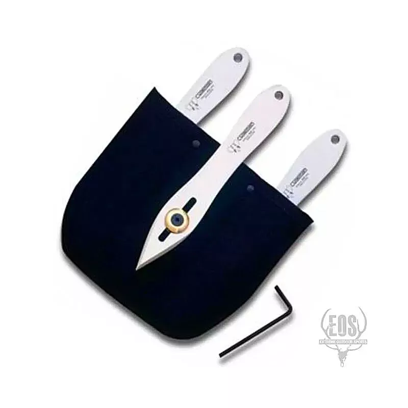 CUDEMAN - WEIGHT ADJUSTABLE THROWING KNIFE SET, 15CM SATIN FINISH BLADE W /SHEATH