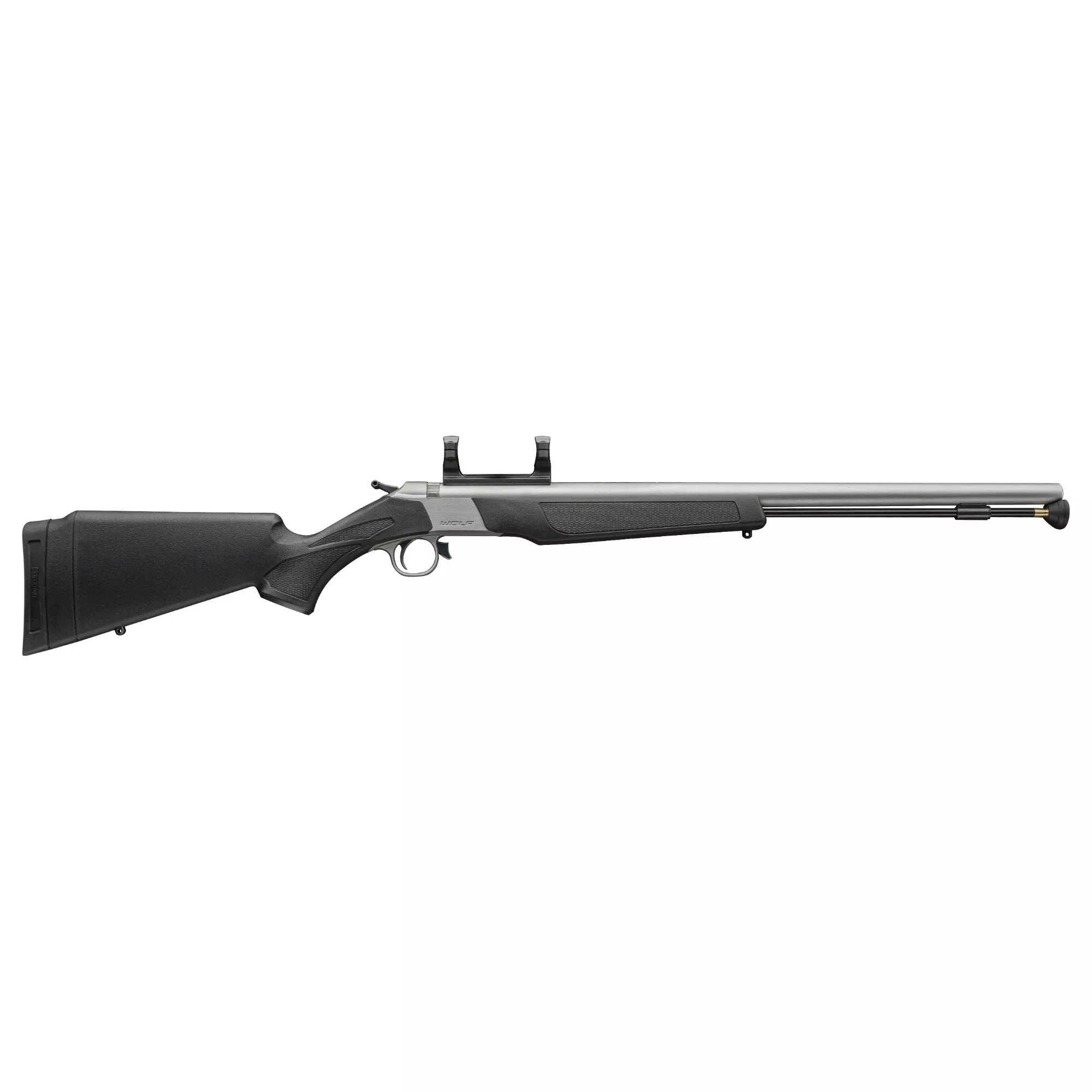 CVA PR2117SM Wolf V2 50 Cal 209 Primer 24” Matte Stainless Steel Barrel, Stainless Steel Receiver w/DuraSight Rail, Fixed Black Synthetic Stock