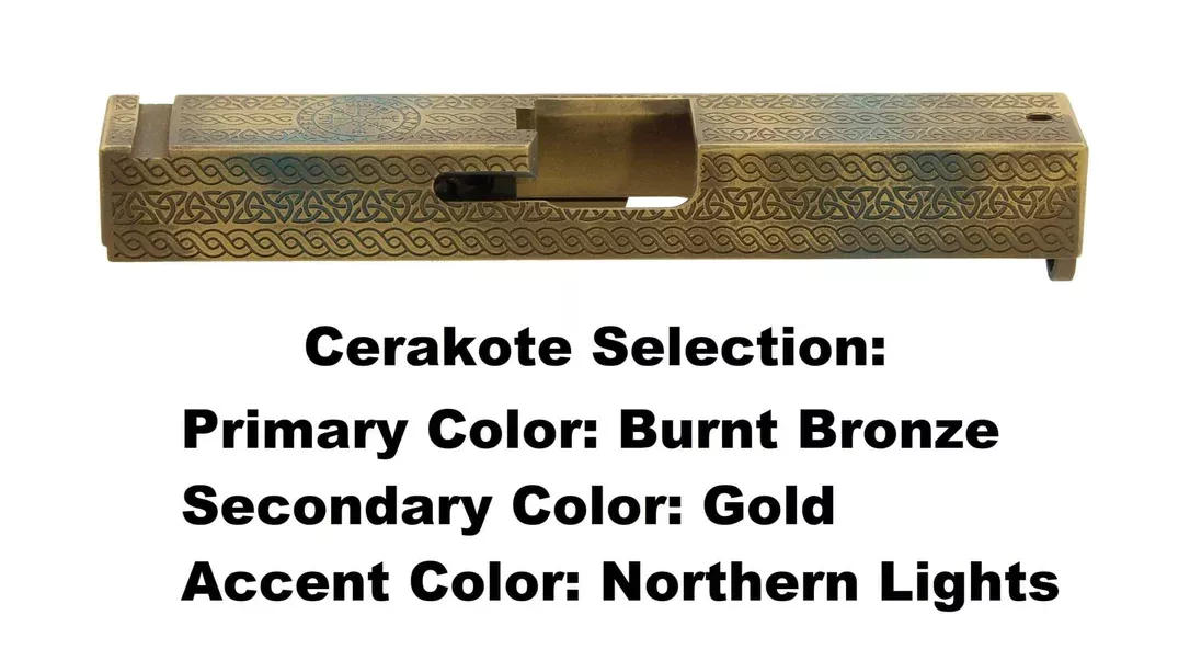 Deep Engraved Custom Cerakote Slide For Glock 17/19/21/26/43 – Celtic Theme