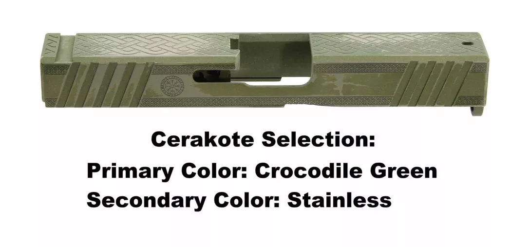 Deep Engraved Custom Cerakote Slide For Glock 17/19/21/26/43 – Viking Theme