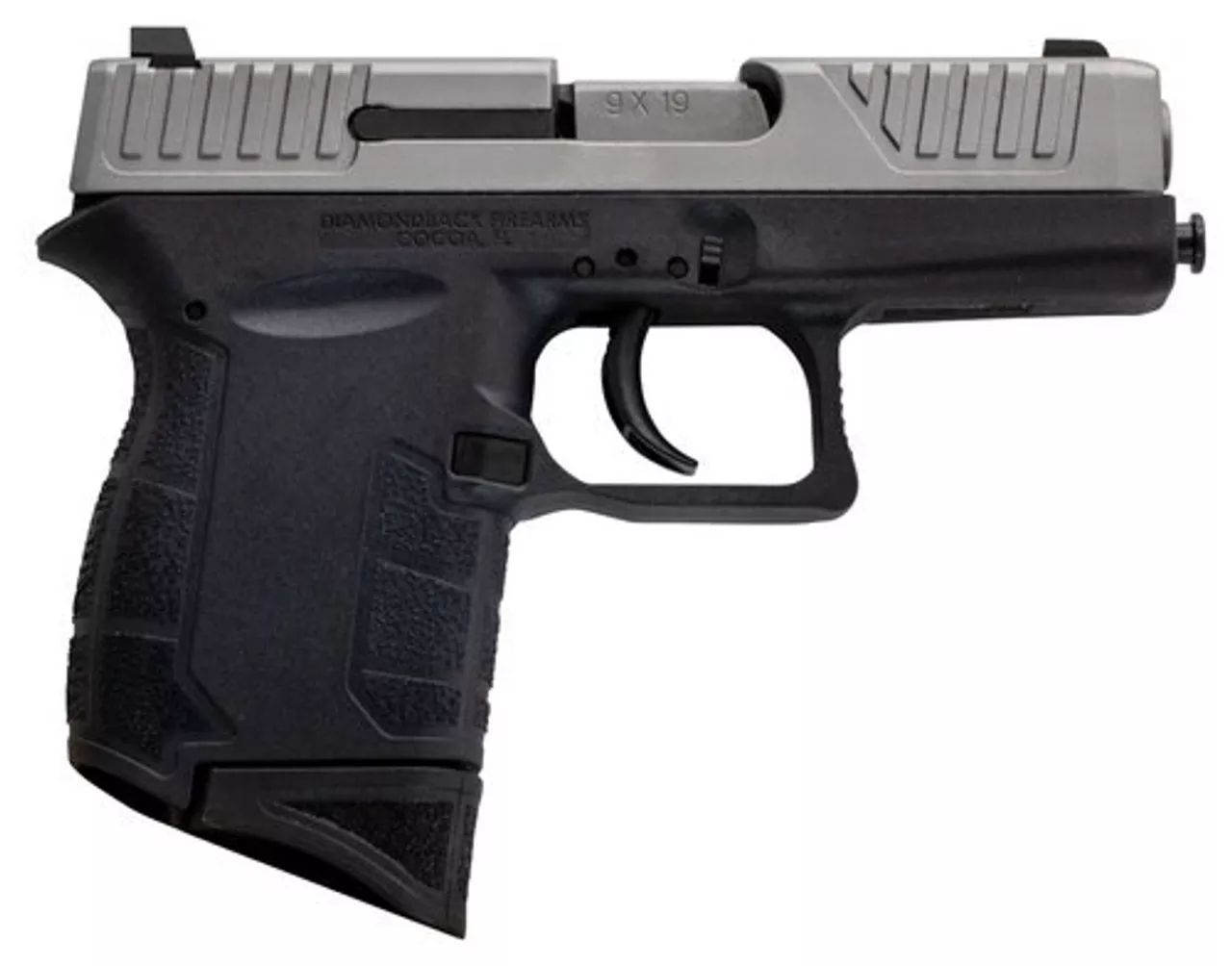 Diamondback DB9 Striker Fired, Sub-Compact, 9mm, 3″ Stainless Steel Barrel, Nickel Boron Coated Barrel and Slide, Black Polymer Frame, 6Rd, 1 Magazine
