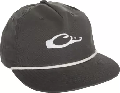 Drake Waterfowl Logo Rope Cap Flat Visor Snap Back Charcoal-White OSFM