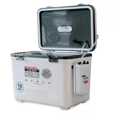 Engel 13QT White Live Bait Cooler with Aerator & Net – Minnow