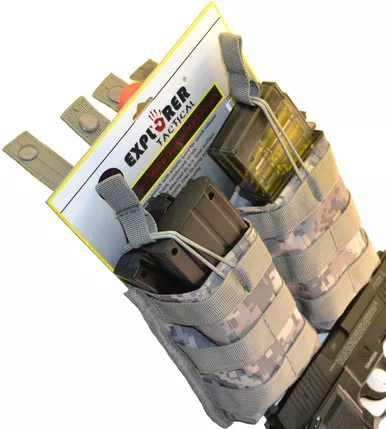 Explorer Double Mag pouch with quick release bungee elastic ACU