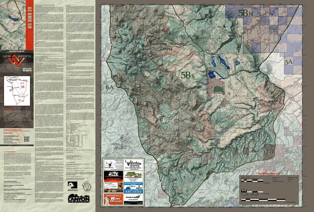 Flatline Maps Arizona Game Hunt Unit 5B Map – W5B