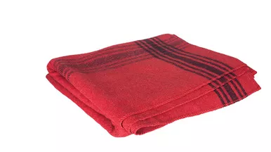 Fox Outdoors Navy-Striped Red Wool Blanket