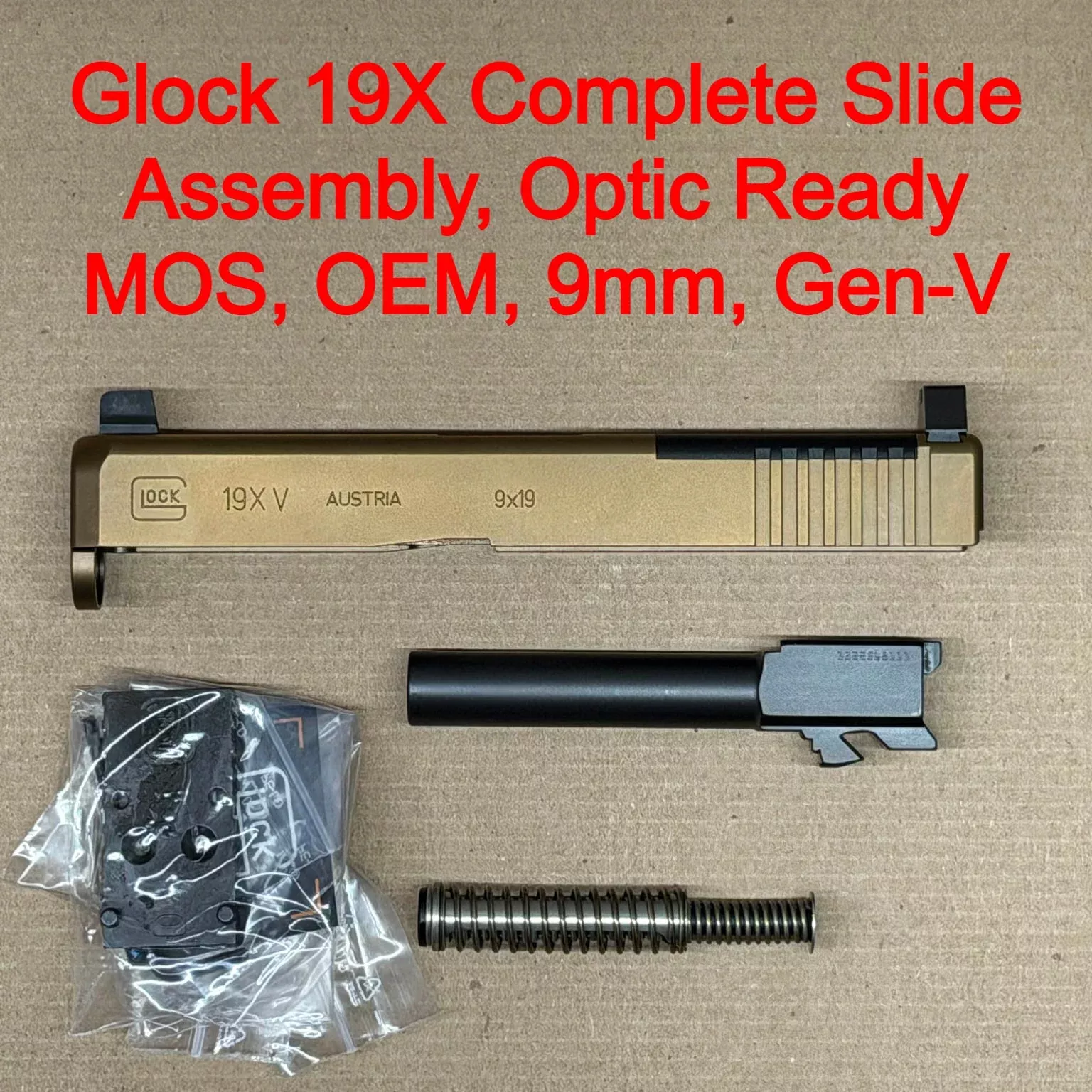 Glock 19X Gen V MOS OEM Complete Slide Assembly 9mm Optic Ready – BRAND NEW