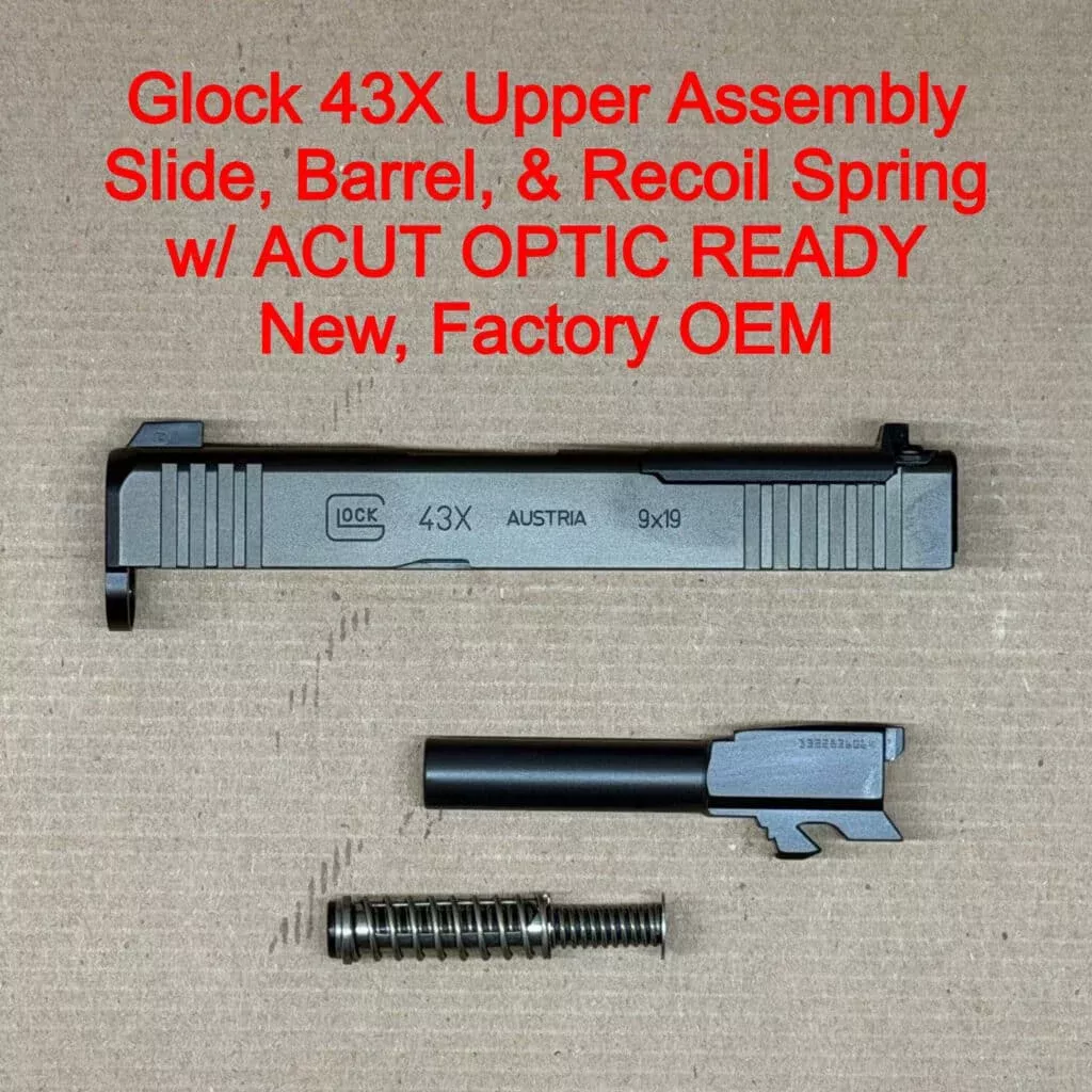 Glock 43X A-CUT OEM Complete Slide Assembly 9mm Aimpoint Ready – BRAND NEW