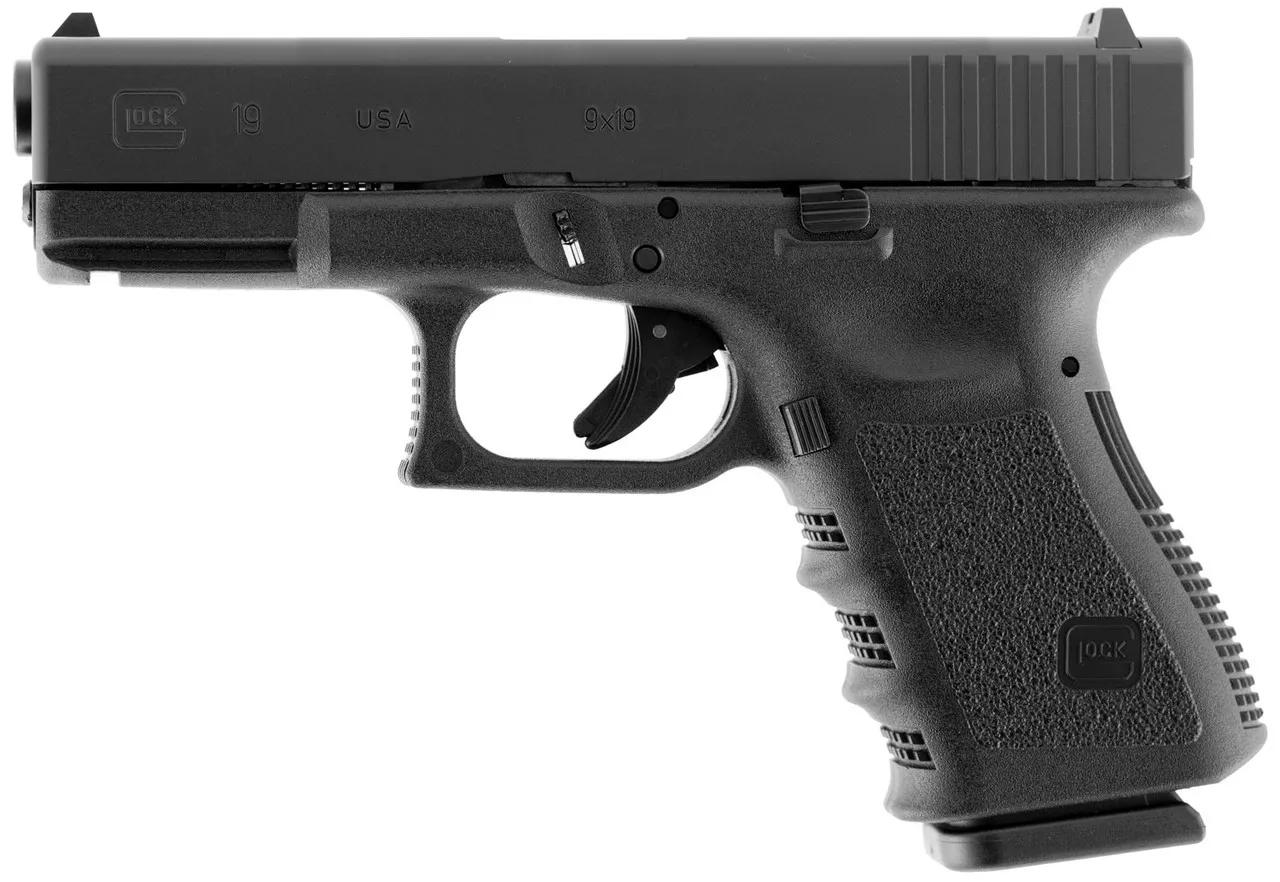 Glock G19 Gen3 USA 9mm, 4.01″ Barrel, Fixed Sights, Black, 15rd