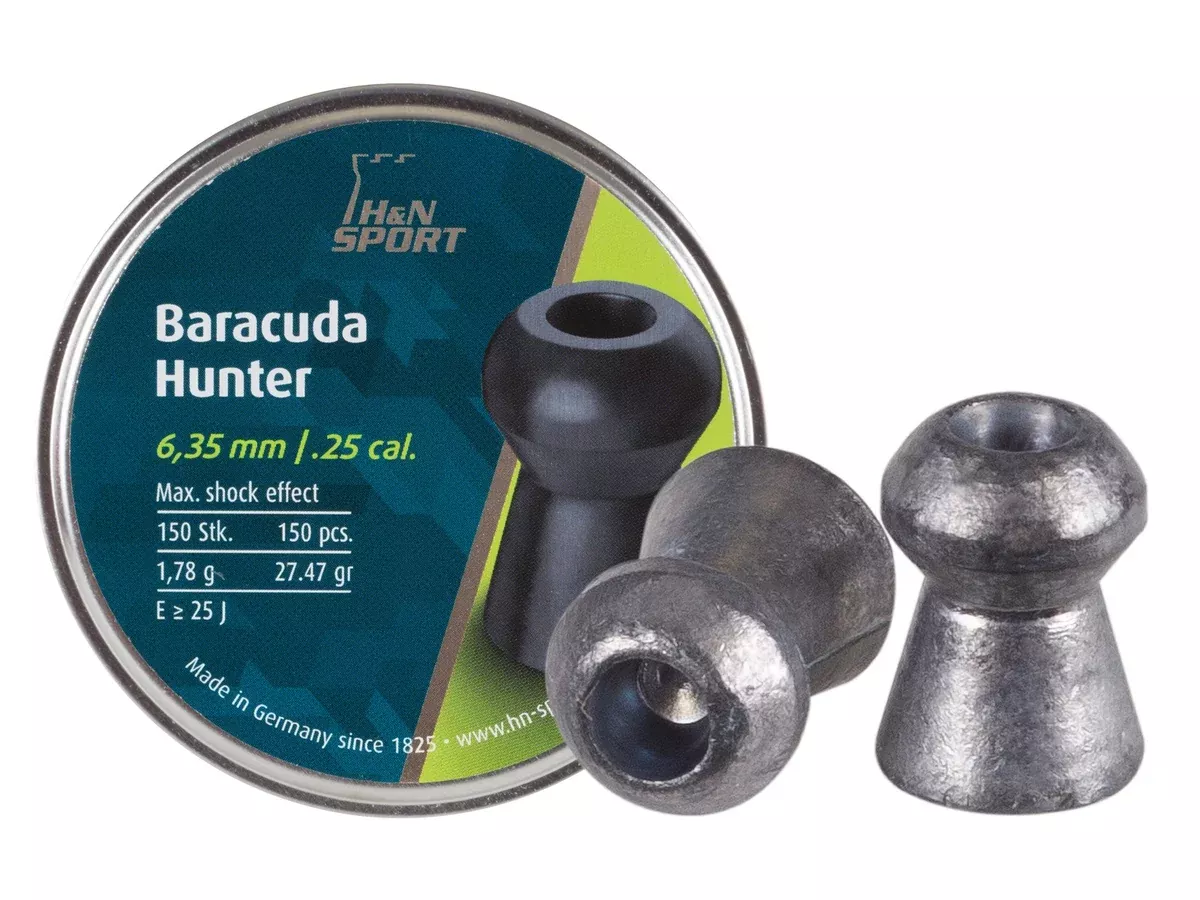 H&N Baracuda Hunter, .25 Cal, 27.47 Grains, Hollowpoint, 150ct - Caliber 0.25