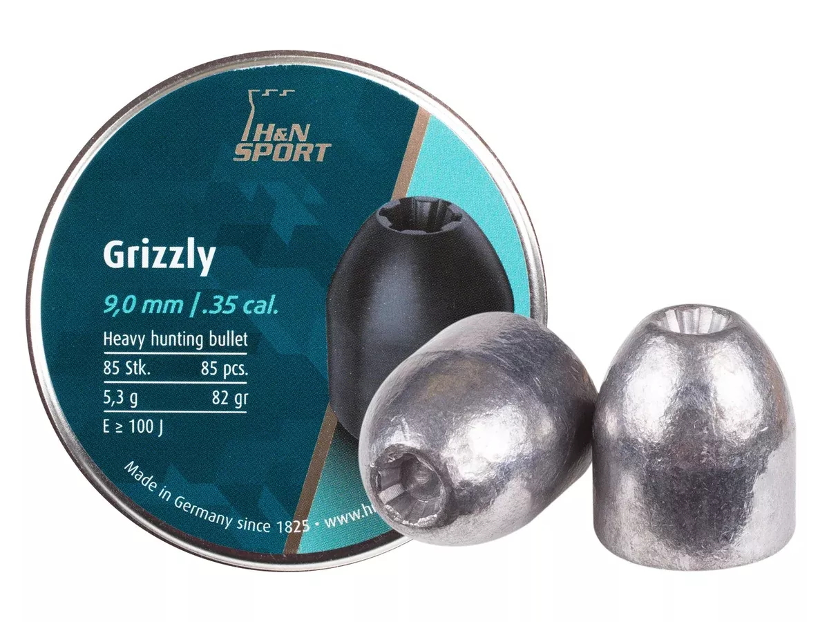 H&N Grizzly Pellets, .357 Cal, 82 Grains,Hollowpoint, 85ct - Caliber 0.357