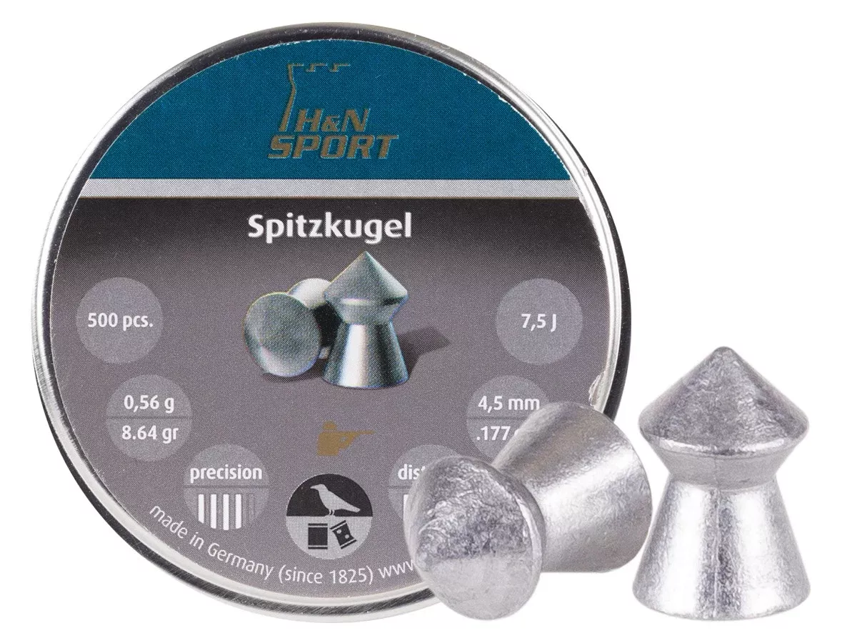 H&N Spitzkugel .177 Cal, 8.64 Grains, Pointed, 500ct - Caliber 0.177
