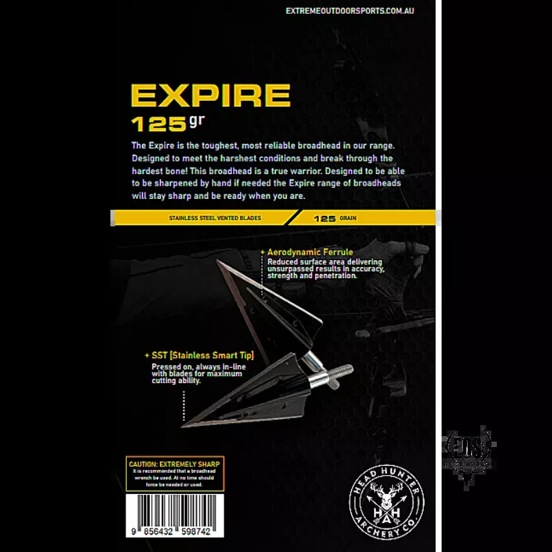 HEADHUNTER ARCHERY BROADHEADS - EXPIRE RAZOR 2 BLADE 125GR (6PK)