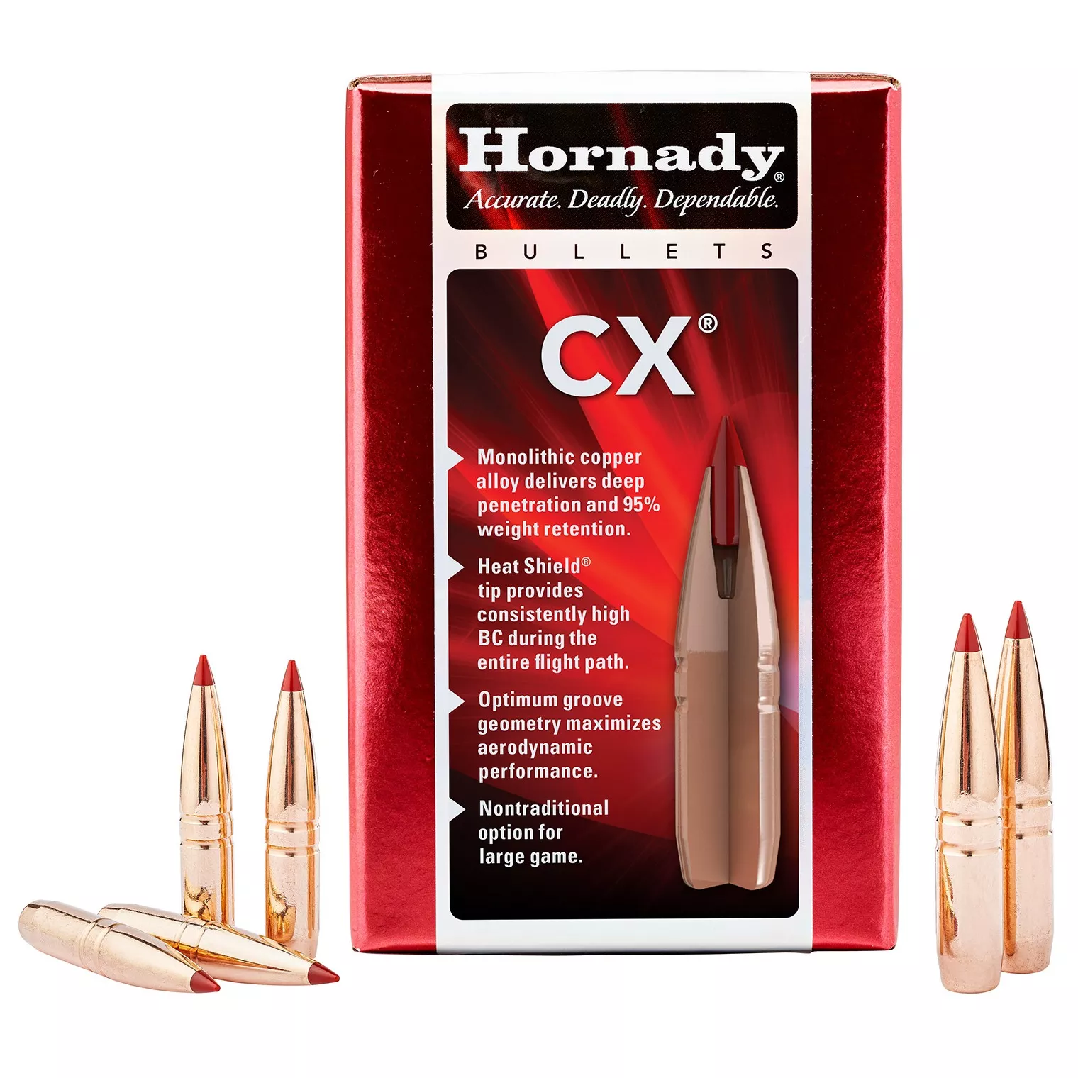 Hornady 37084 CX 375 Cal 250 gr Copper Solid 50 Per Box/ 15 Case