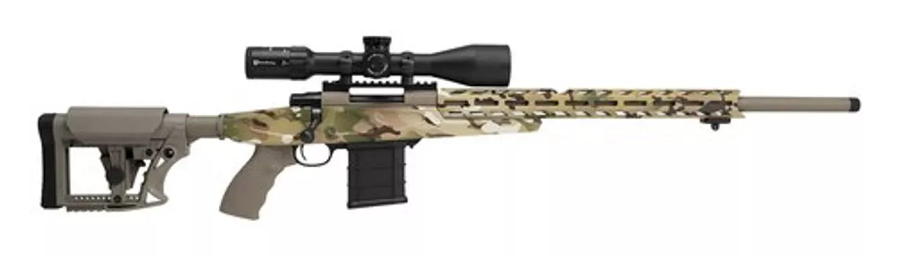 Howa APC 6mm Creedmoor Scope Combo, 26″ #6 Threaded Barrel, 4-16x50mm Nikko Stirling Scope, Mag Kit, Hogue Grip, LUTH-AR MBA-4 Stock, Grayscale Flag, 10rd