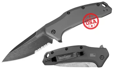 Kershaw Link Assisted Flipper BlackWash Combo Blade