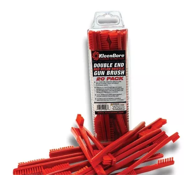 KleenBore UT221RED20PK Double End Brush Utility Brush Red Nylon 20 Pack
