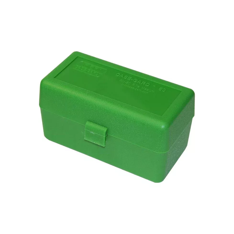 MTM MED RIFLE AMMO BOX - 50 ROUND FLIP TOP 243WIN, 308 WIN GREEN