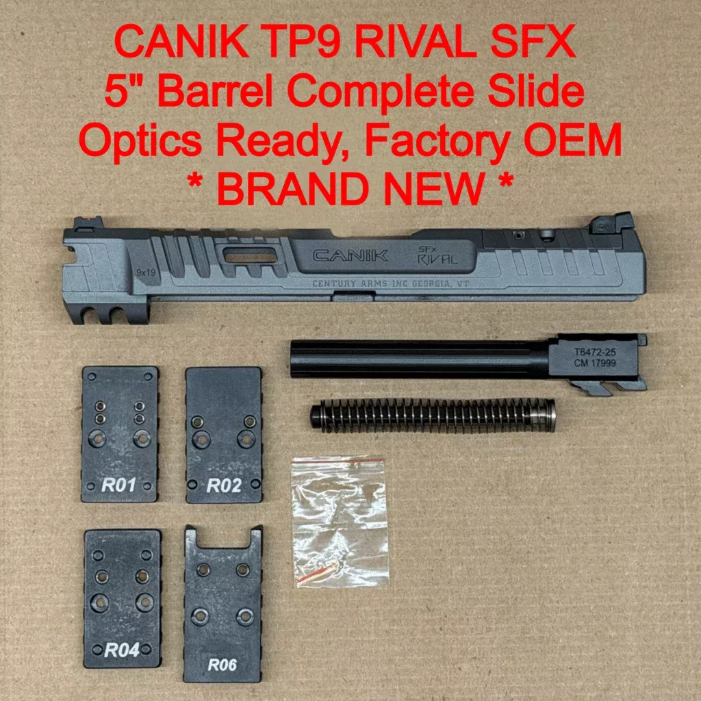 NEW – FACTORY Canik SFx Rival 9mm 5” Optics Ready Rival Gray Slide Assembly
