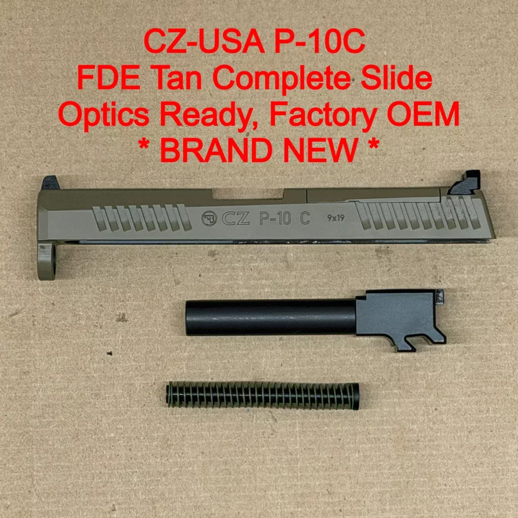NEW – FACTORY CZ P-10 C OR Optics Ready 9mm 4” FDE Complete Slide Assembly